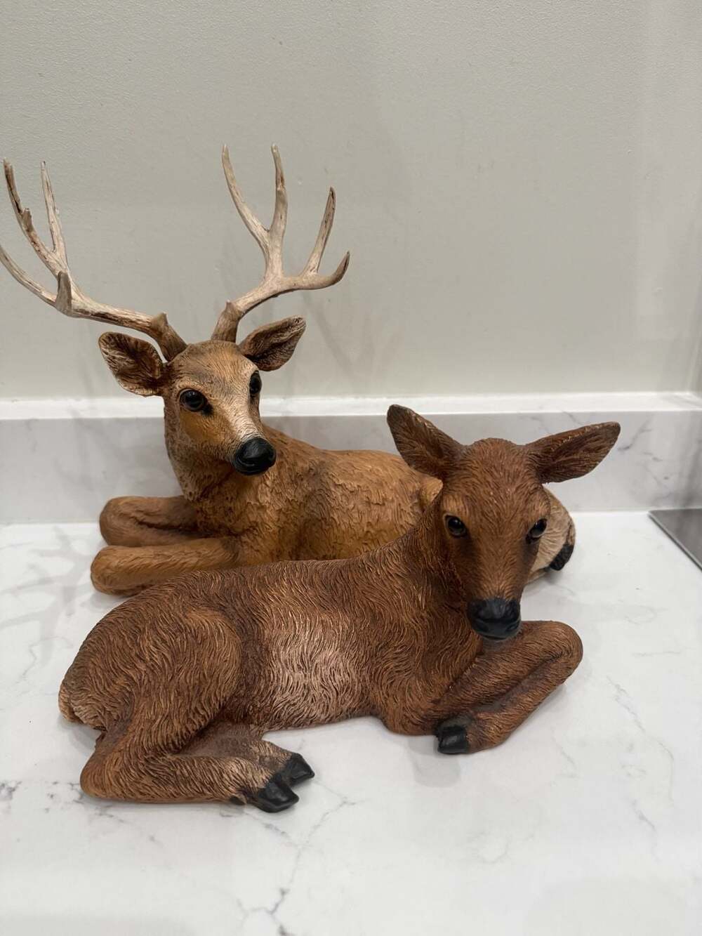 Vintage 1984 Homco Resting Deer Figurines Set Buck and Doe #267